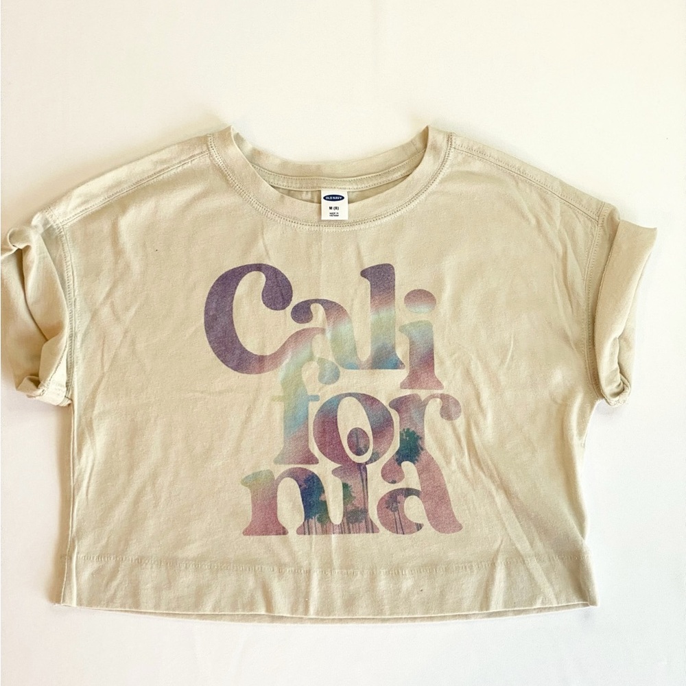 Old Navy California Graphic Cropped Tee Size 8 Retro Cali Vibes